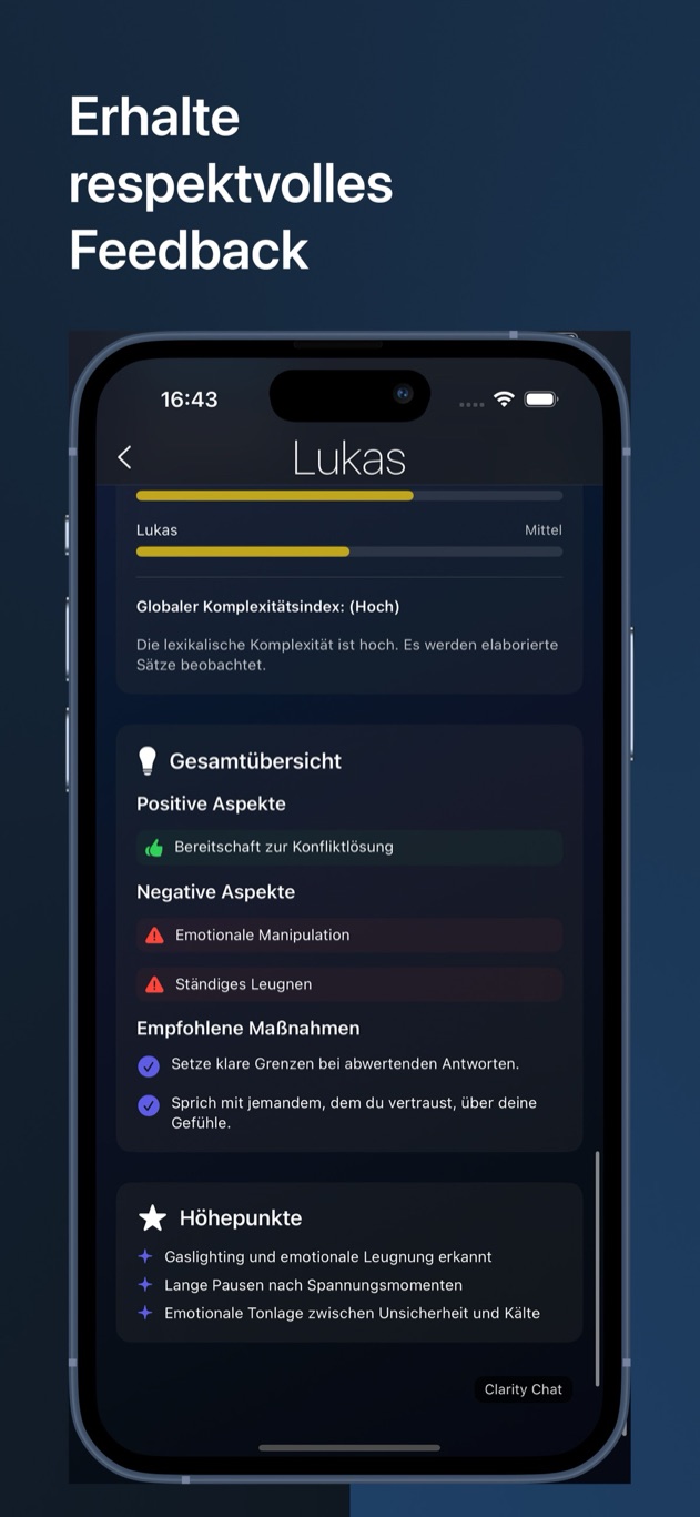 Clarity Chat zeigt Stille, Gesprächsthemen und Veränderungen im emotionalen Ton